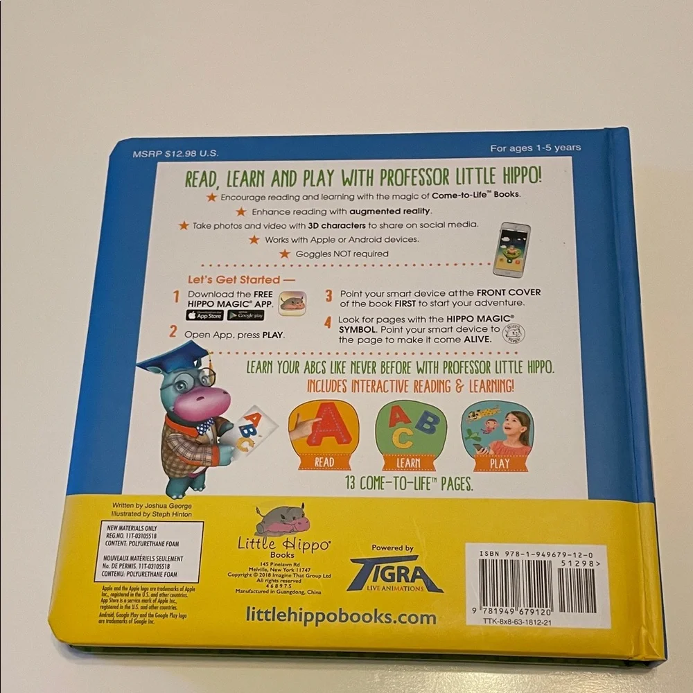 Let’s Learn Alphabet & Counting 3D Come To Life Books Set of 2 Hippo Magic